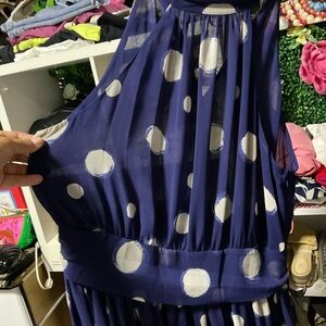 Kids Navy Polka Dot Dress - Cute White Dot Print